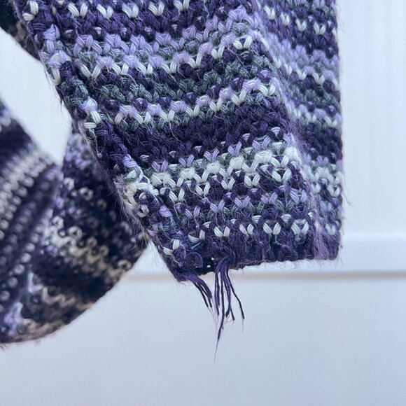 Vtg Sweater Purple Striped Y2K V-Neck Knit Pullover Womens M Soft Cozy Cabincore - Picture 6 of 10